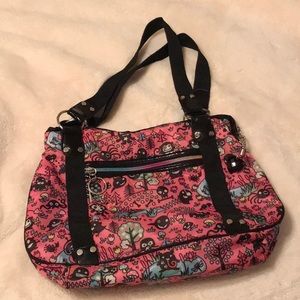 Rainbow zipper Pink shoulder bag monster theme